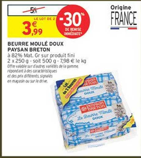 BEURRE MOULÉ DOUX PAYSAN BRETON