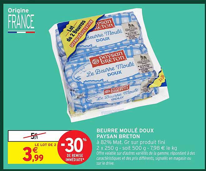 BEURRE MOULÉ DOUX PAYSAN BRETON