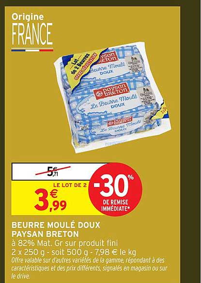 BEURRE MOULÉ DOUX PAYSAN BRETON