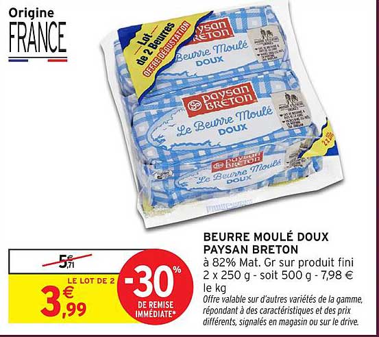 BEURRE MOULÉ DOUX PAYSAN BRETON
