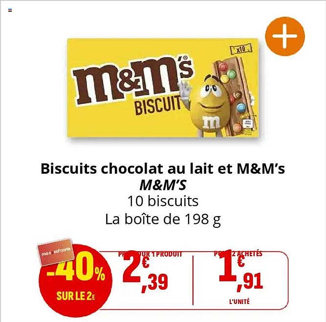 Biscuits chocolat au lait et M&M’s