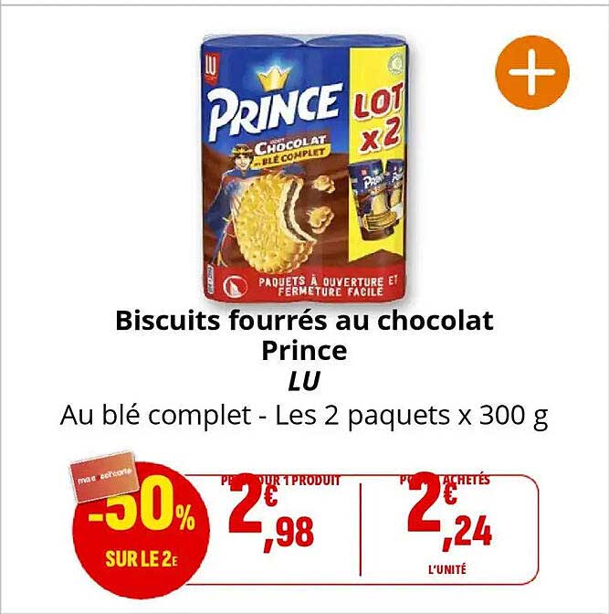 Biscuits fourrés au chocolat Prince