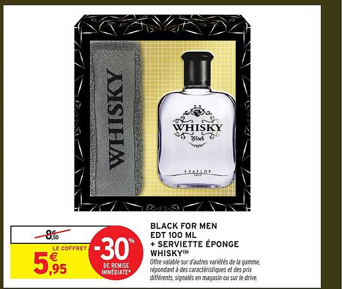 BLACK FOR MEN EDT 100 ML + SERVIETTE ÉPONGE WHISKY