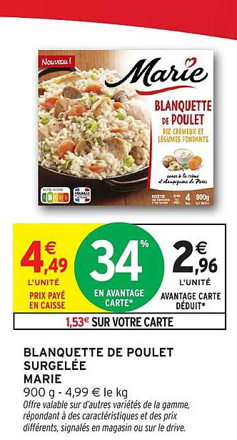 BLANQUETTE DE POULET SURGELÉE MARIE