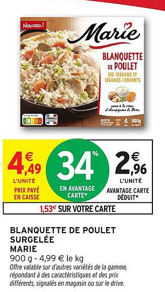 BLANQUETTE DE POULET SURGELÉE MARIE