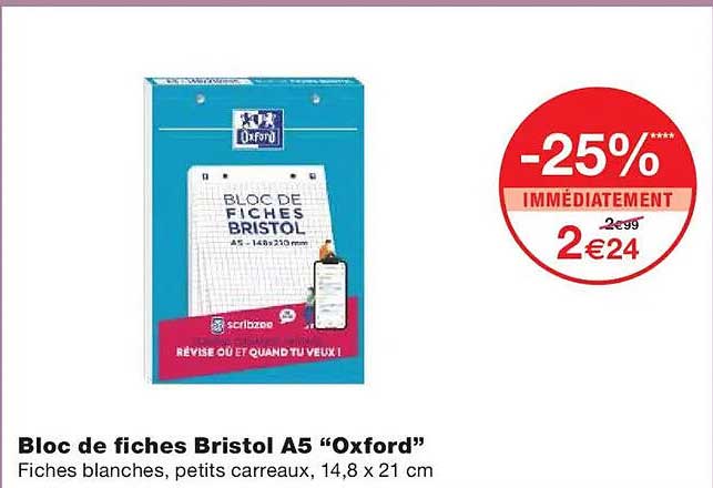 Bloc de fiches Bristol A5 “Oxford”