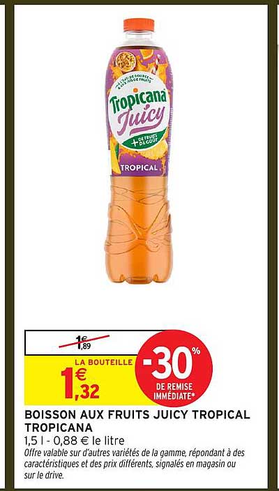 BOISSON AUX FRUITS JUICY TROPICAL TROPICANA
