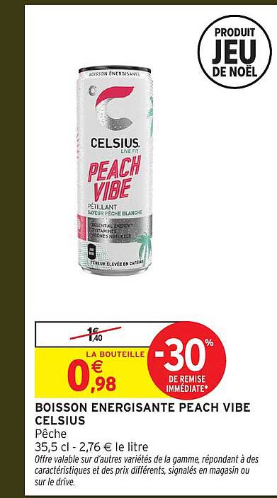 BOISSON ENERGISANTE PEACH VIBE CELSIUS