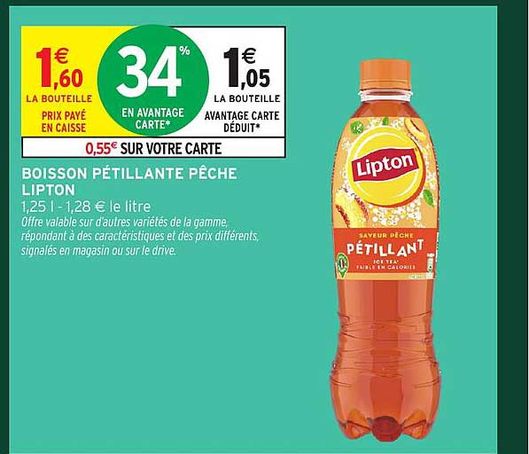 BOISSON PÉTILLANTE PÊCHE LIPTON