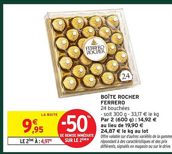 BOÎTE ROCHER FERRERO 24 bouchées