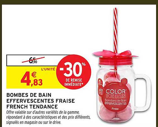 BOMBES DE BAIN EFFERVESCENTES FRAISE FRENCH TENDANCE