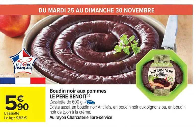 Boudin noir aux pommes LE PERE BENOIT