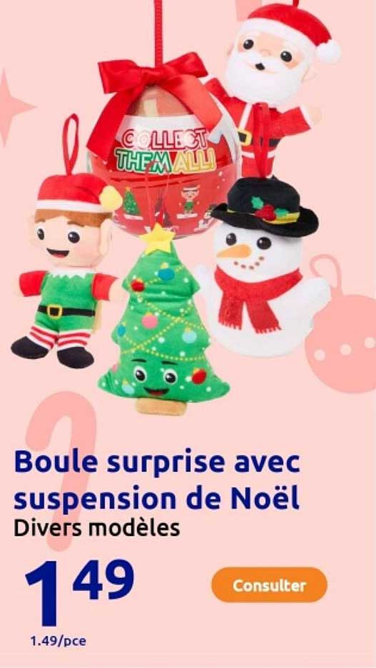 Boule surprise avec suspension de Noël
