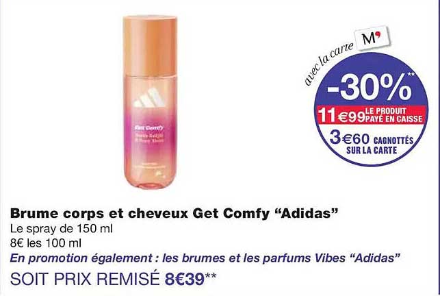 Brume corps et cheveux Get Comfy “Adidas”