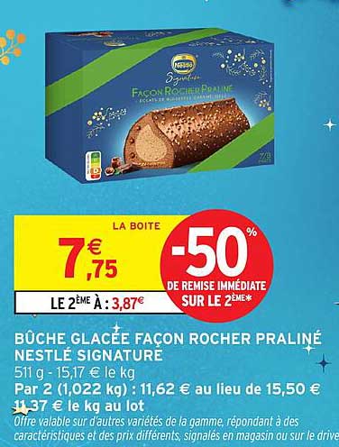 BÛCHE GLACÉE FAÇON ROCHER PRALINÉ NESTLÉ SIGNATURE