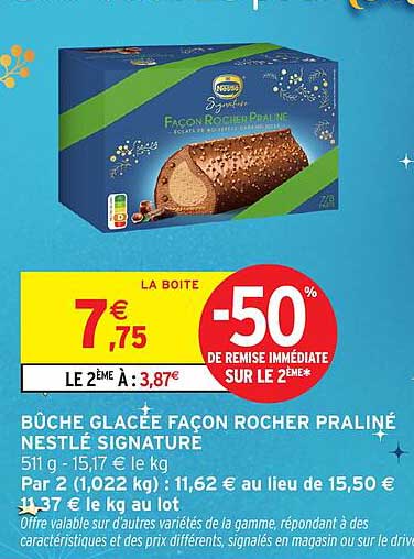 BUCHE GLACÉE FAÇON ROCHER PRALINÉ NESTLÉ SIGNATURE