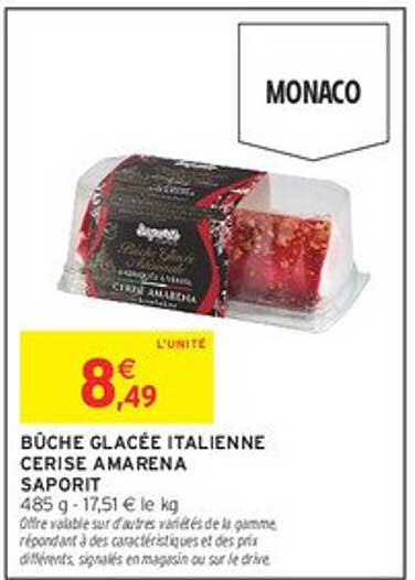 BÛCHE GLACÉE ITALIENNE CERISE AMARENA SAPORIT