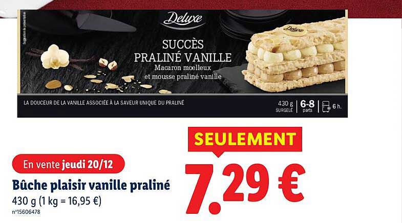 Bûche plaisir vanille praliné