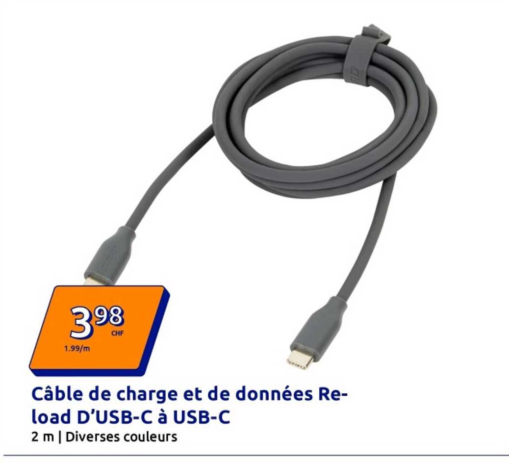 Câble de charge et de données Re-load D'USB-C à USB-C