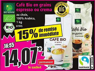 Café Bio en grains espresso ou crema