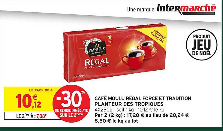 CAFÉ MOULU RÉGAL FORCE ET TRADITION PLANTEUR DES TROPIQUES