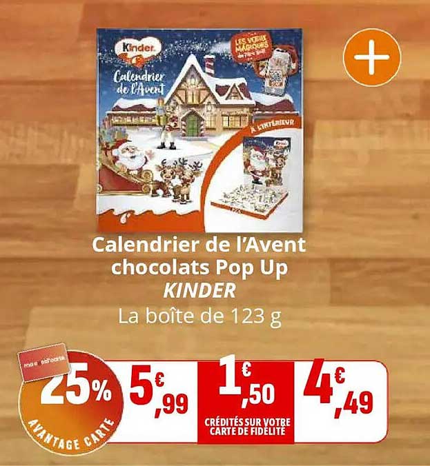 Calendrier de l’Avent chocolats Pop Up KINDER