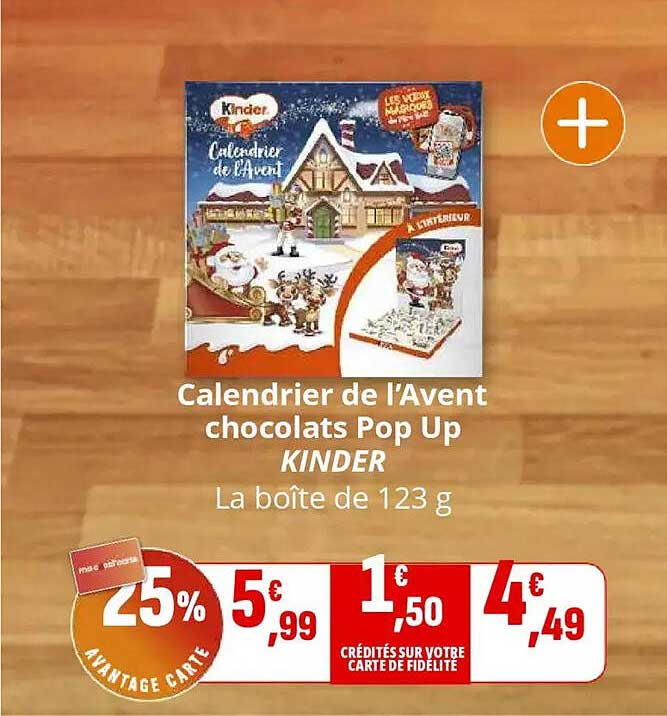 Calendrier de l’Avent chocolats Pop Up KINDER