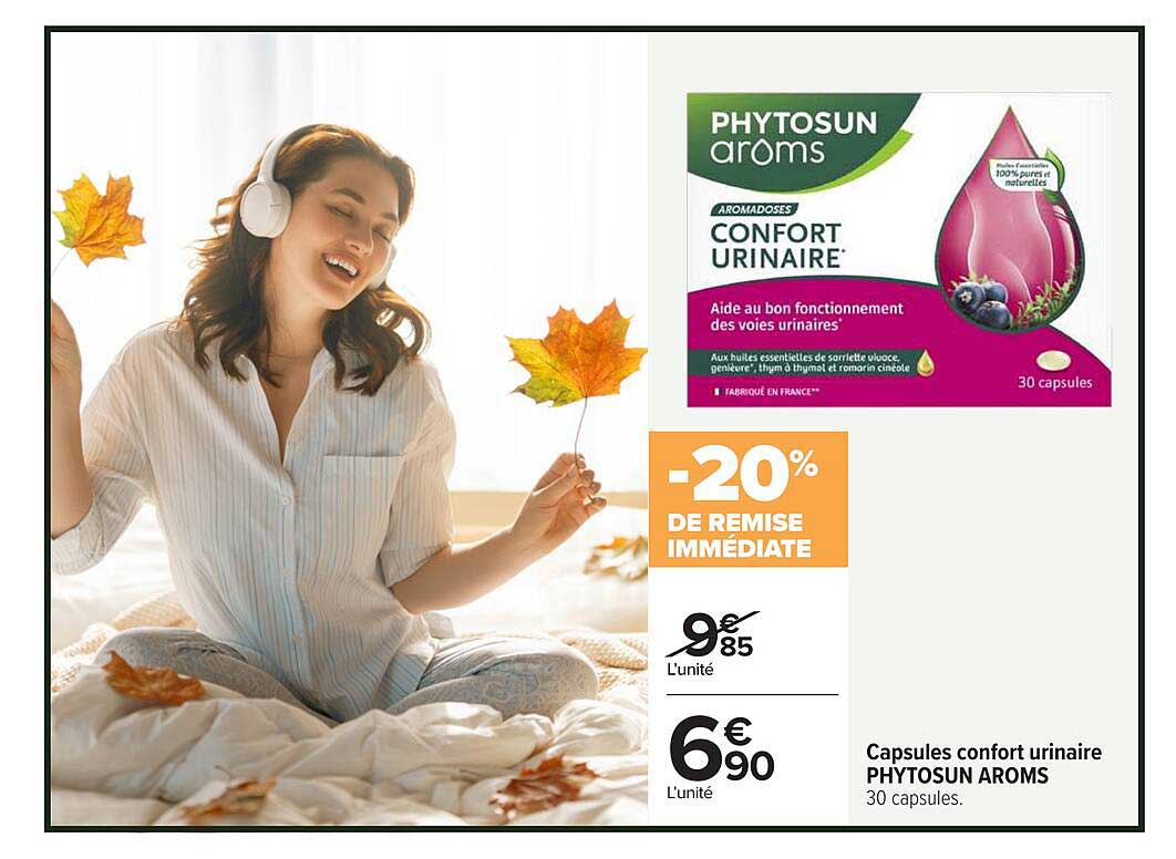 Capsules confort urinaire PHYTOSUN AROMS 30 capsules.