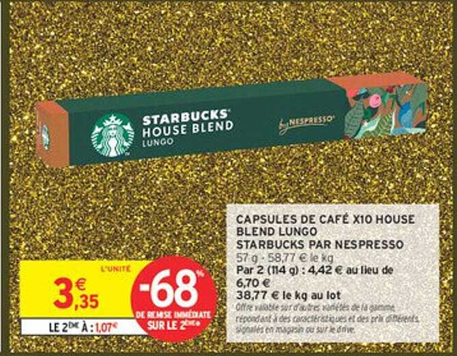 CAPSULES DE CAFÉ X10 HOUSE BLEND LUNGO STARBUCKS PAR NESPRESSO