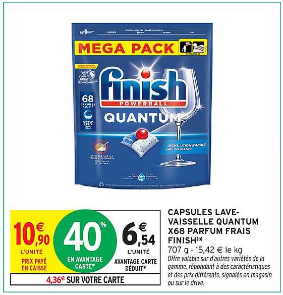 CAPSULES LAVE-VAISSELLE QUANTUM X68 PARFUM FRAIS FINISH