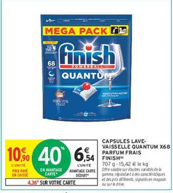 CAPSULES LAVE-VAISSELLE QUANTUM X68 PARFUM FRAIS FINISH