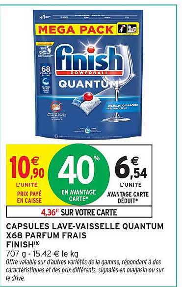 CAPSULES LAVE-VAISSELLE QUANTUM X68 PARFUM FRAIS FINISH®