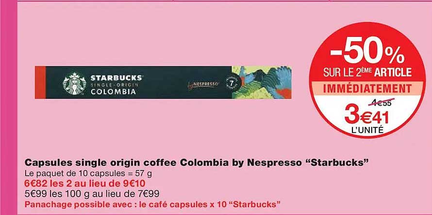 Capsules single origin coffee Colombia by Nespresso "Starbucks"