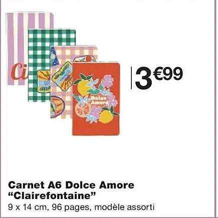 Carnet A6 Dolce Amore "Clairefontaine"