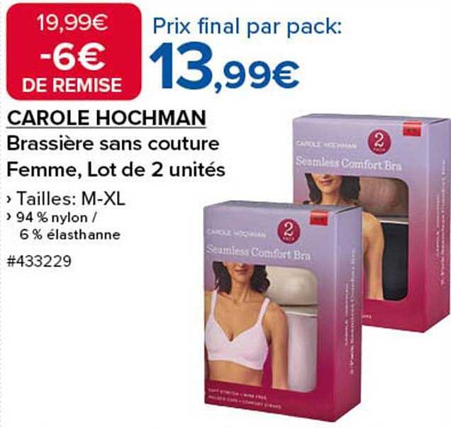 CAROLE HOCHMAN Brassière sans couture Femme, Lot de 2 unités