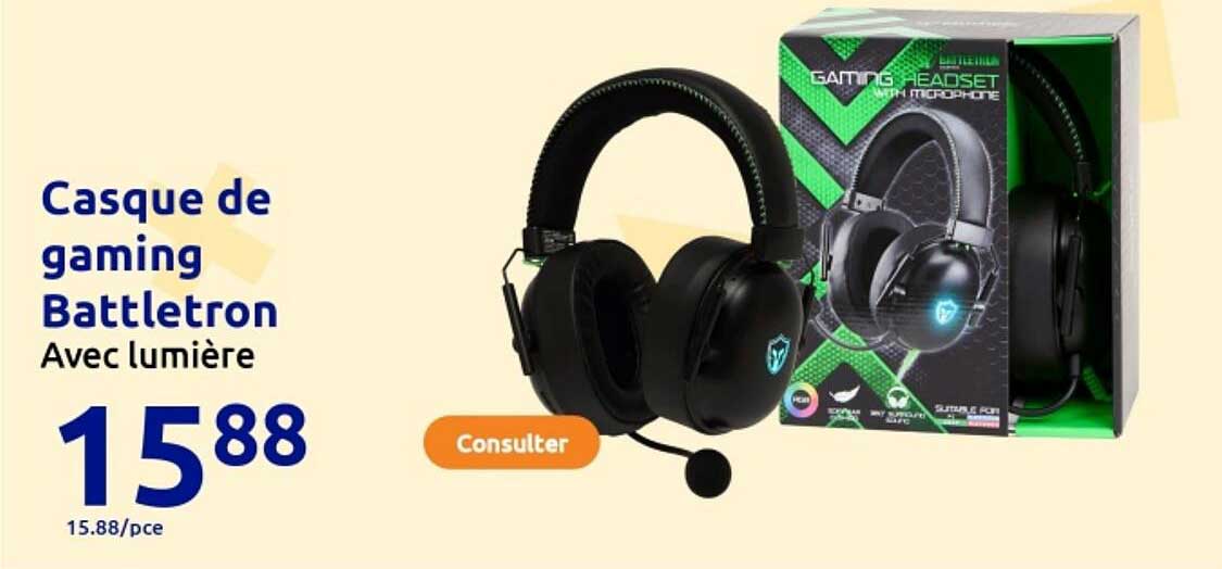 Casque de gaming Battletron Avec lumière