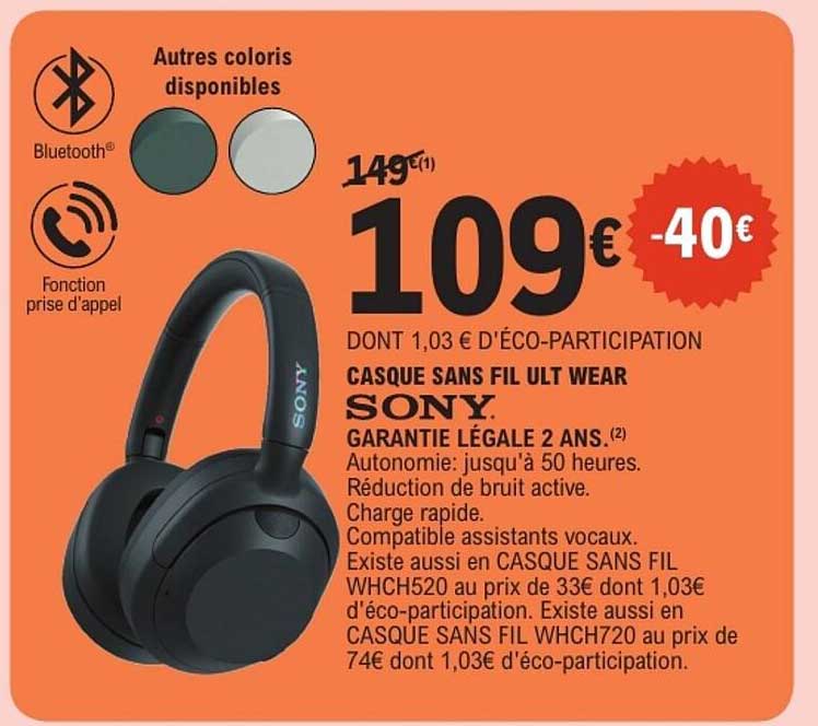 CASQUE SANS FIL ULT WEAR SONY