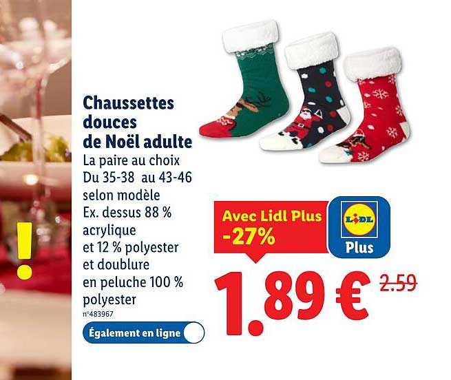 Chaussettes douces de Noël adulte