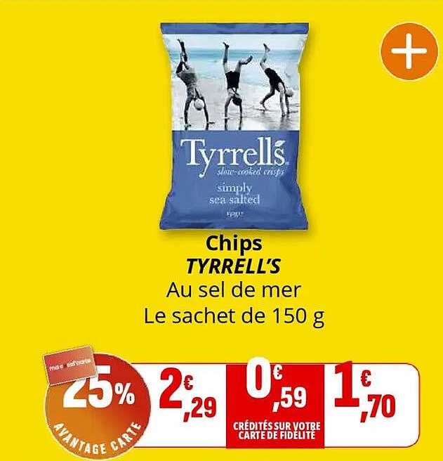 Chips TYRRELL’S Au sel de mer Le sachet de 150 g