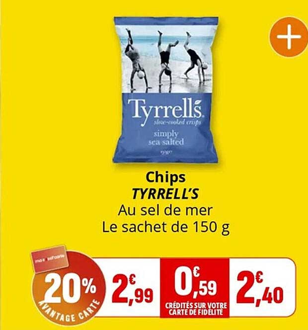 Chips TYRRELL’S Au sel de mer Le sachet de 150 g