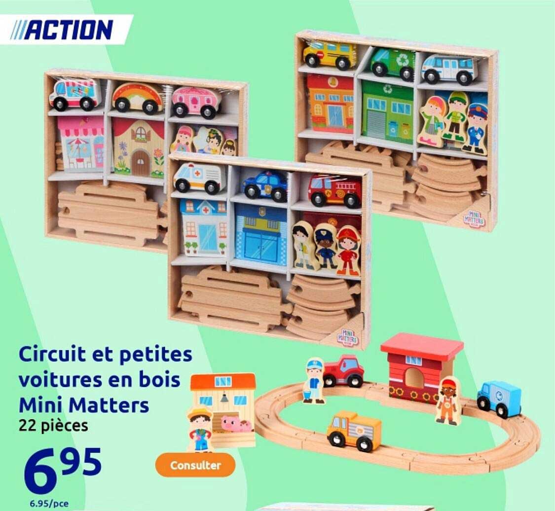 Circuit et petites voitures en bois Mini Matters