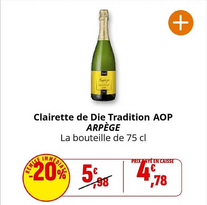 Clairette de Die Tradition AOP ARPÈGE La bouteille de 75 cl