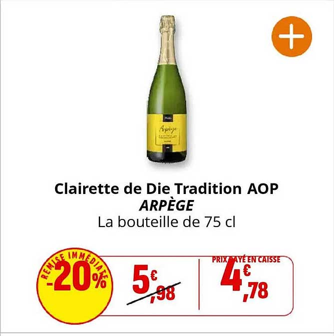 Clairette de Die Tradition AOP ARPÈGE La bouteille de 75 cl