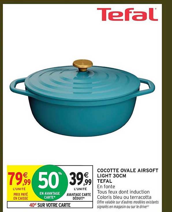 COCOTTE OVALE AIRSOFT LIGHT 30CM TEFAL