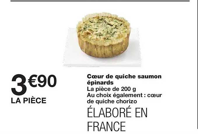 Cœur de quiche saumon épinards
