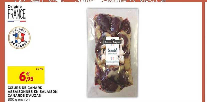 Cœurs de canard assaisonnés en salaison Canards d'Auzan