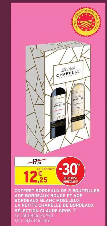 Coffret Bordeaux de 2 bouteilles AOP Bordeaux Rouge et AOP Bordeaux Blanc Moelleux
