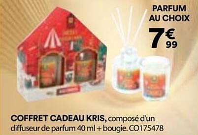 COFFRET CADEAU KRIS, composé d'un diffuseur de parfum 40 ml + bougie.