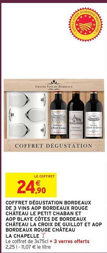 COFFRET DÉGUSTATION BORDEAUX DE 3 VINS AOP BORDEAUX ROUGE