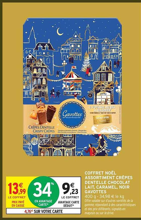 Coffret Noël Assortiment Crêpes dentelle chocolat lait, caramel, noir Gavottes